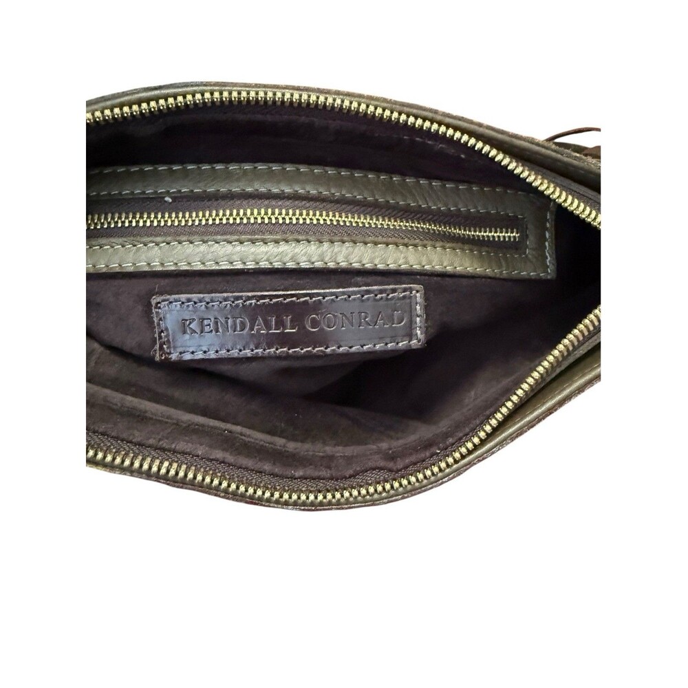 Kendall Conrad Olive Green Suede Tassel Crossbody Bag Leather Boho Luxury - Picture 5 of 8